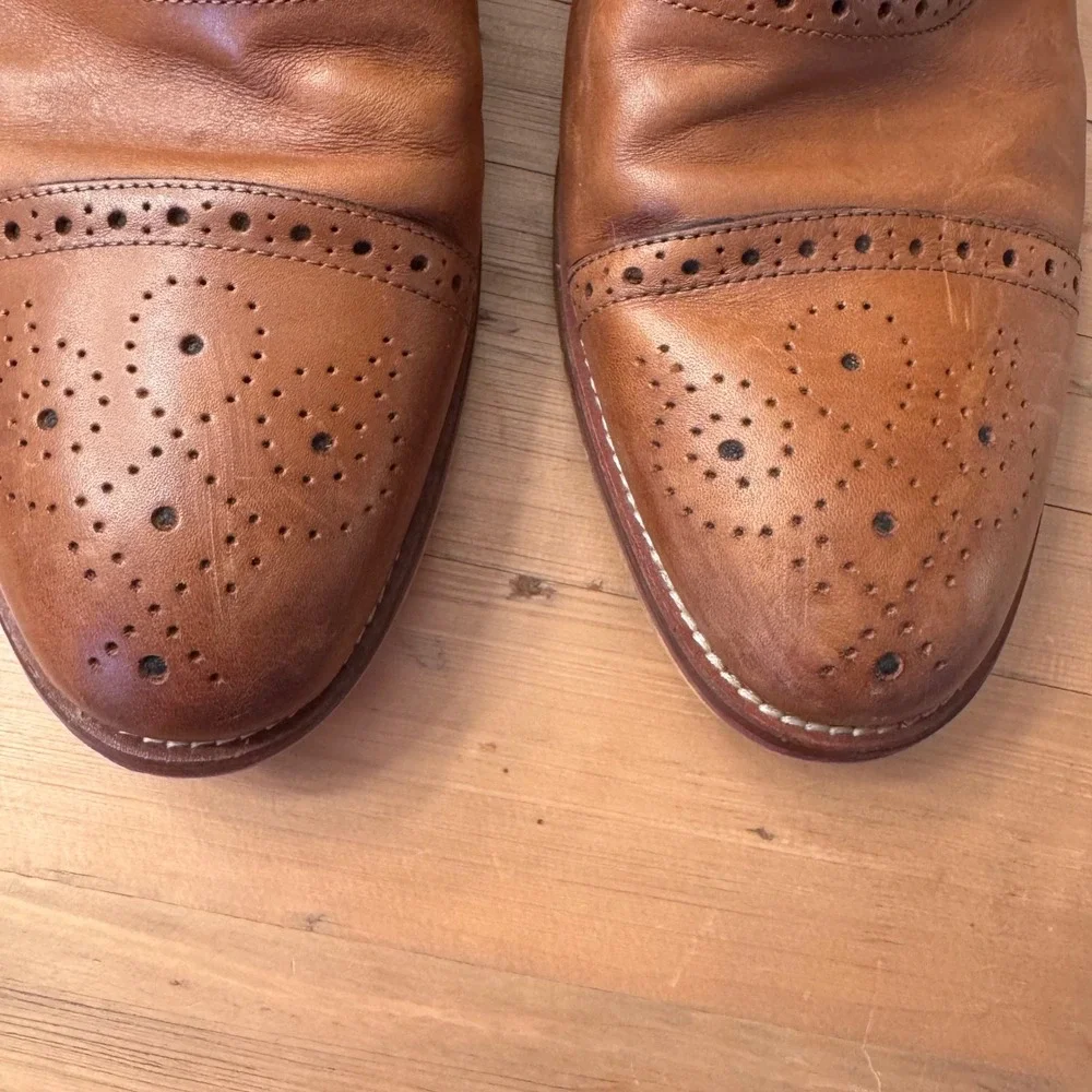 Johnston & Murphy Mens Tan Leather Brogue Cap Toe Oxford Dress Shoes 11M 20-8682